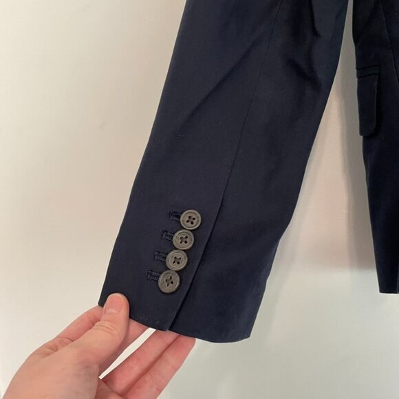 J. CREW Solid Navy Blue Striped Lining Two Button 100% Cotton Work Blazer Jacket - Picture 14 of 16